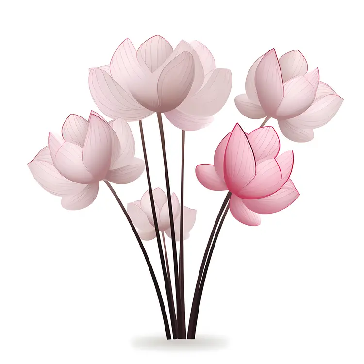 Beautiful Pink Lotus Flowers Illustration