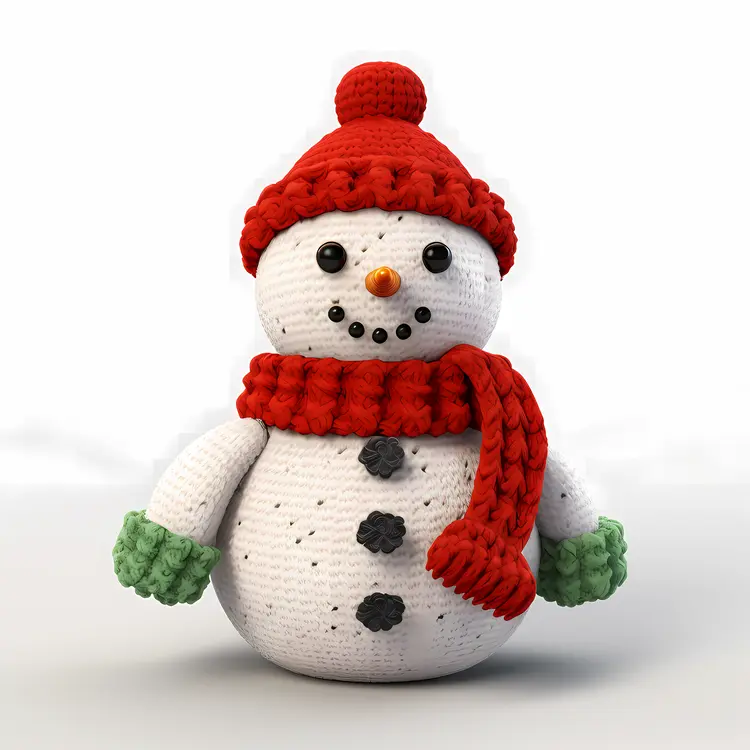 Snowman with Red Hat and Green Mittens