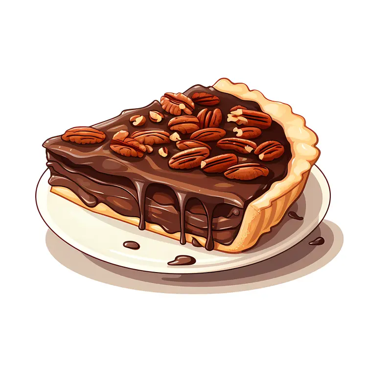 Delicious Chocolate Pecan Pie Slice