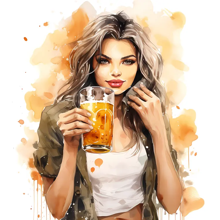 Woman Holding a Glass of Beer