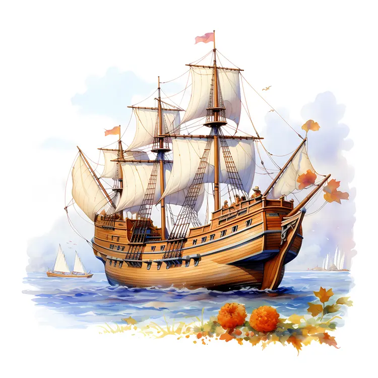 Historic Sailing Ship on the Ocean