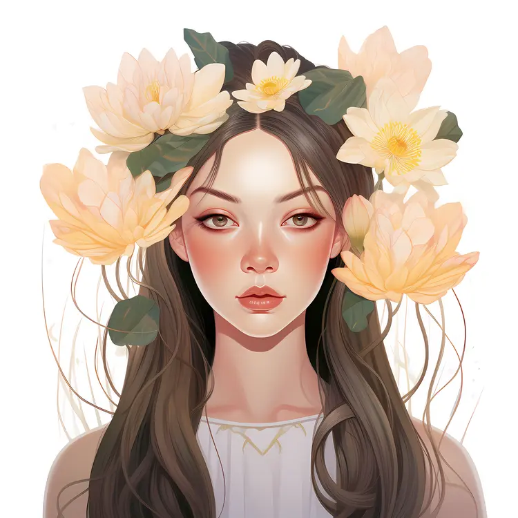 Elegant Woman with Floral Hair Decoration