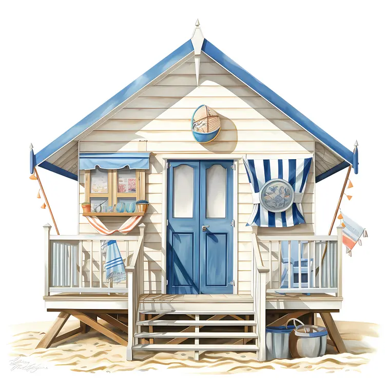 Charming Beach House with Striped Decor