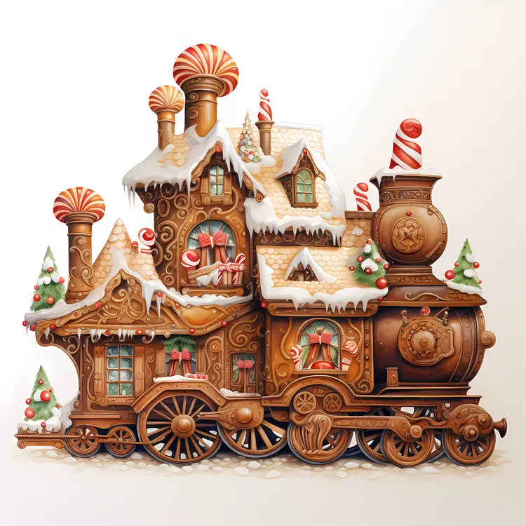 Gingerbread Train with Candy Decorations