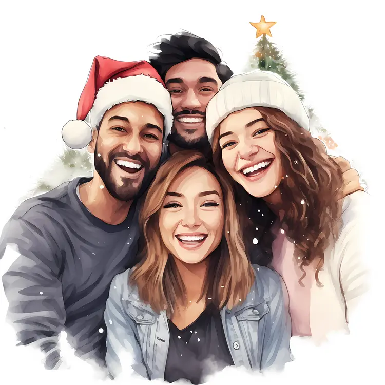 Friends Celebrating Christmas Together
