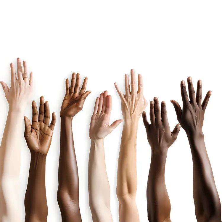 Diverse Raised Hands