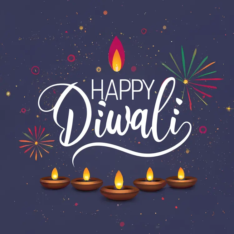 Diwali Festival with Lamps and Fireworks