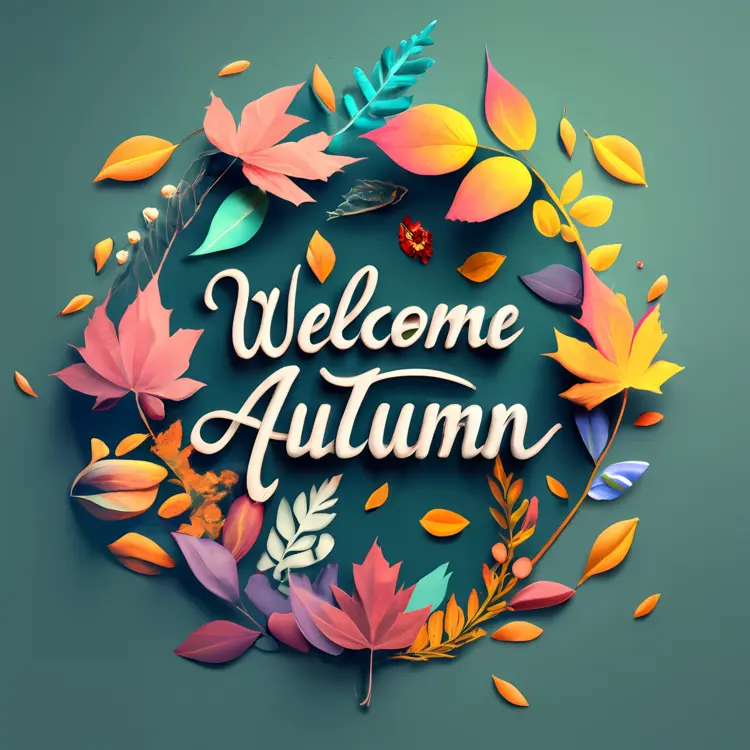 Welcome Autumn with Circular Leaf Frame