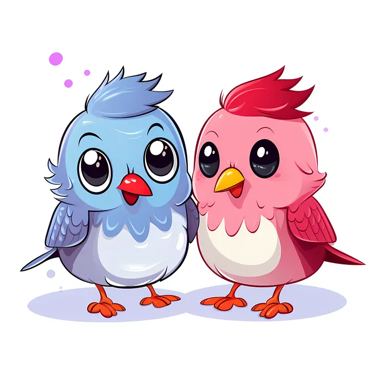 Cute Cartoon Birds Illustration