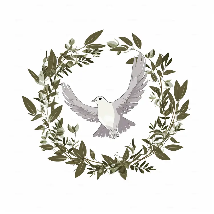 White Dove with Olive Wreath