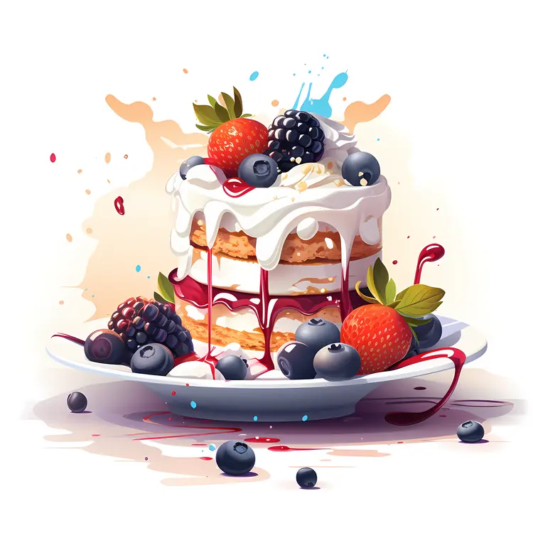 Delicious Layered Cake with Fresh Berries