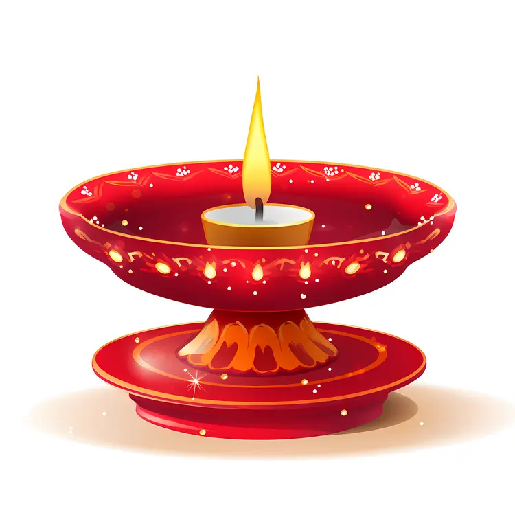 Red Candle Holder with Festive Design