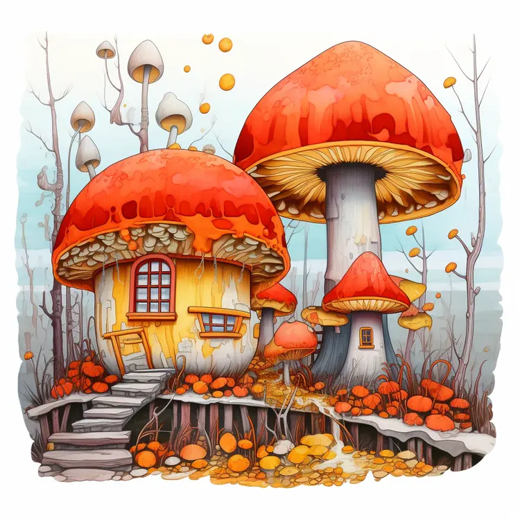 Rustic Mushroom House in a Fantasy Setting