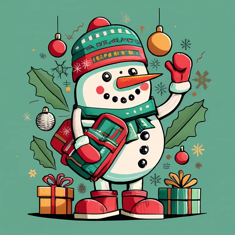 Snowman Holding Gifts