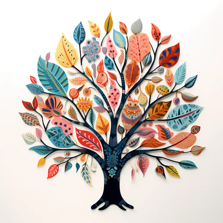 Colorful Tree with Detailed Leaves