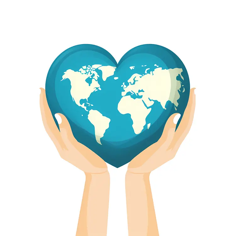 Hands Holding Heart-shaped Earth