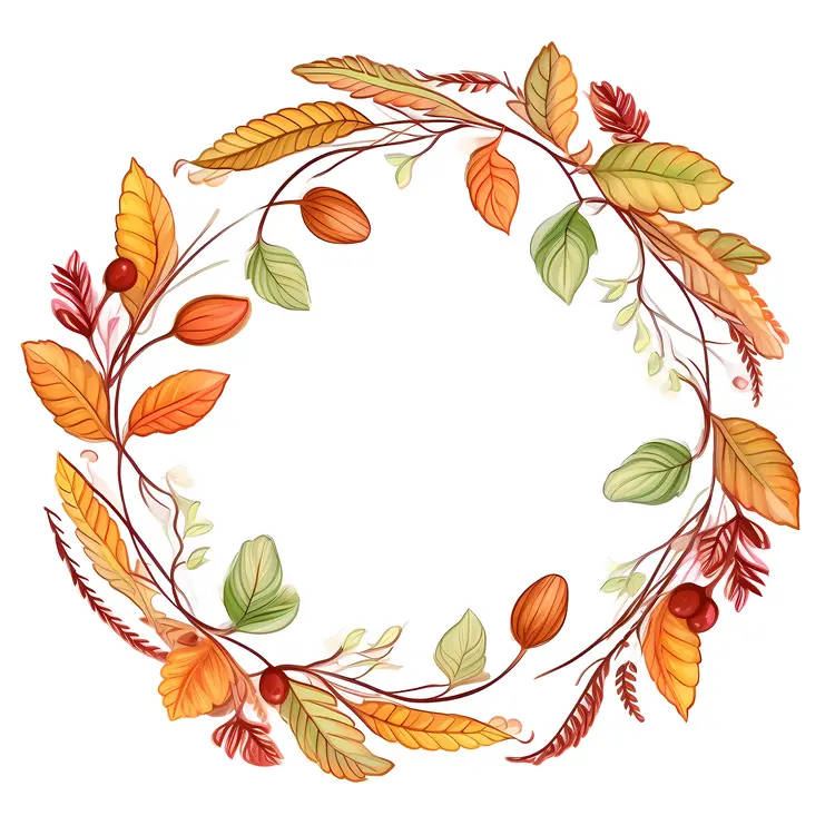 Autumn Leaves and Branches Wreath