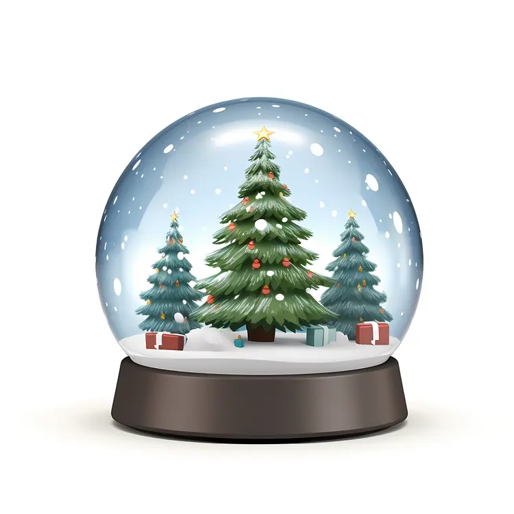 Christmas Snow Globe with Trees