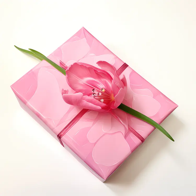 Pink Gift Box with Tulip