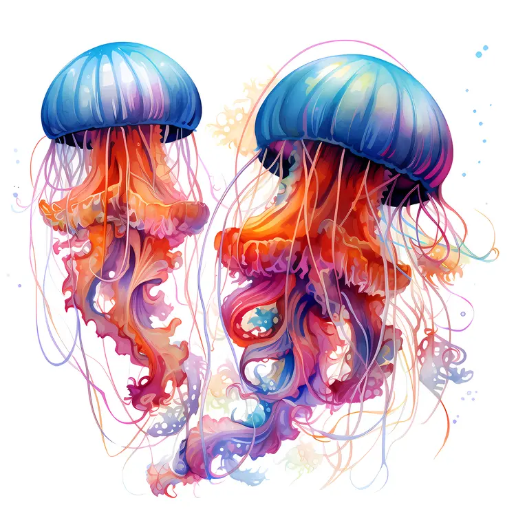 Colorful Blue and Orange Jellyfish