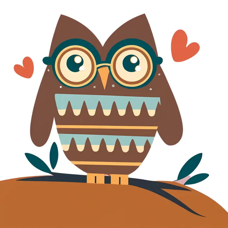 Owl with Glasses and Hearts