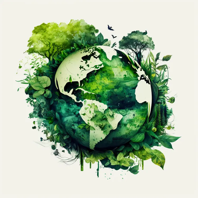 Green Earth with Nature Elements for Earth Day Concept