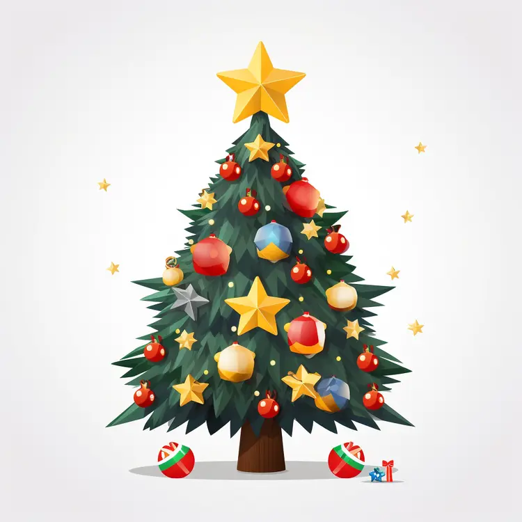 Christmas Tree with Star and Ornaments