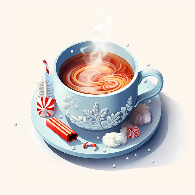 Blue Cup with Swirl and Peppermint