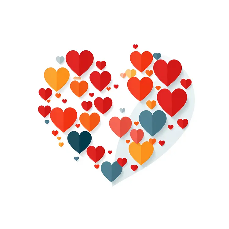 Colorful Heart Pattern with Red and Blue