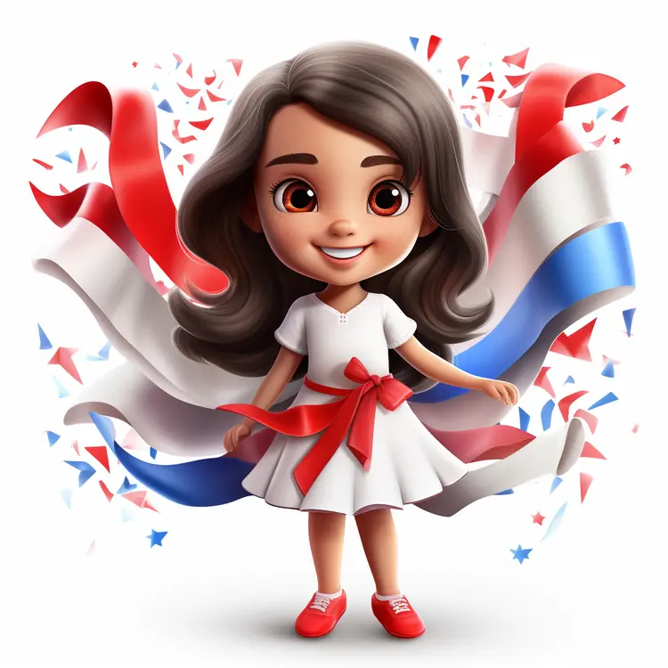 Cute Girl with Ribbon and Dress