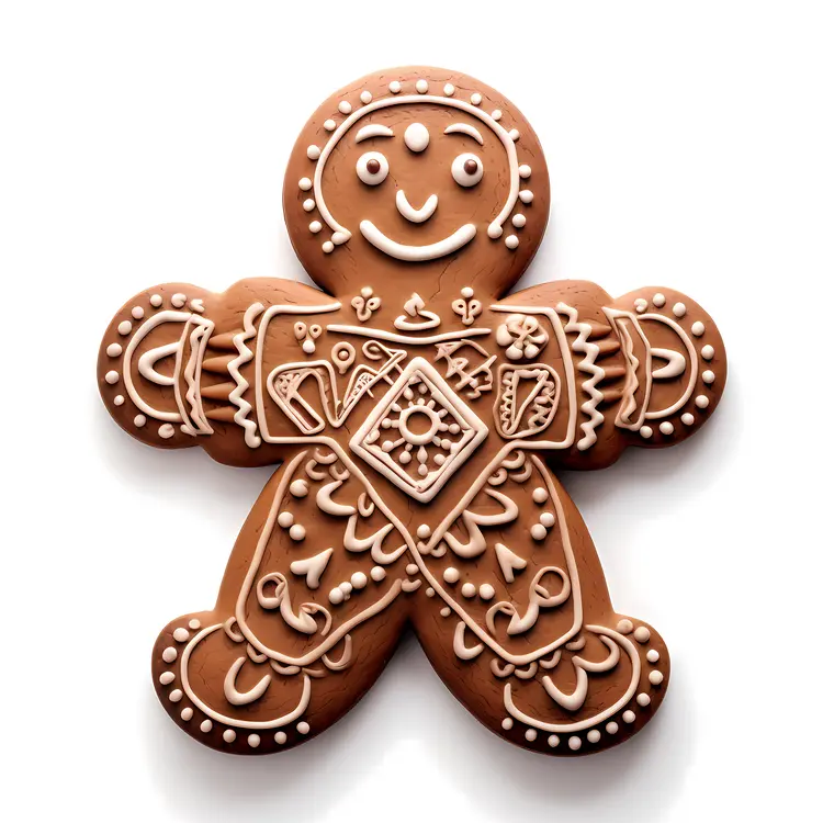 Gingerbread Man Cookie with Detailed Icing Design