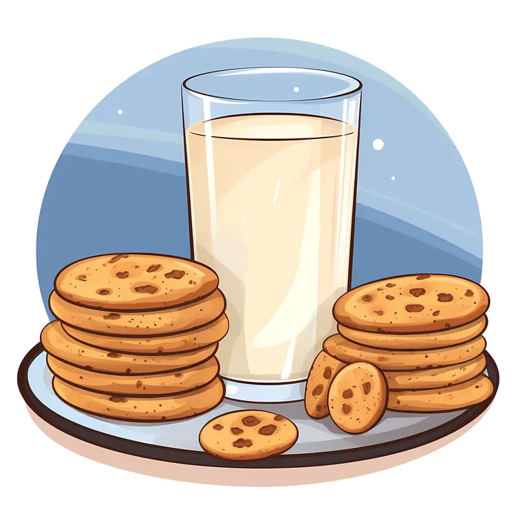 Delicious Milk and Cookies Illustration
