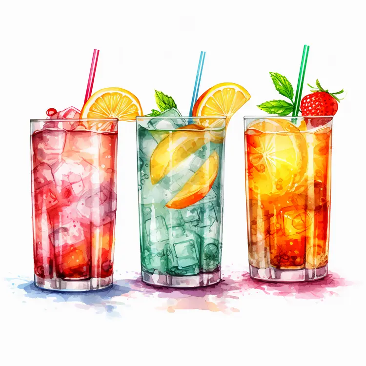 Refreshing Summer Drinks with Fruits and Ice