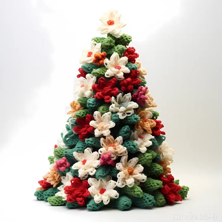Crochet Christmas Tree with Flowers