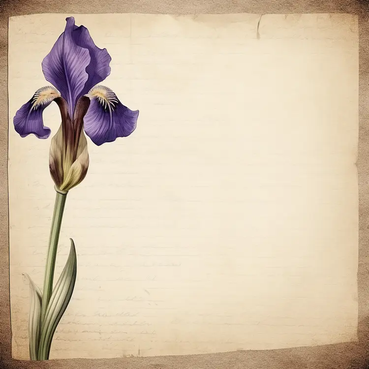 Vintage Iris Flower Botanical Illustration