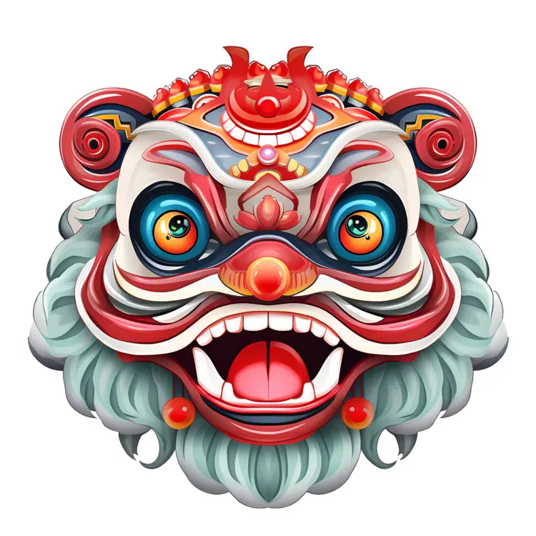 Colorful Lion Dance Mask for Chinese New Year Celebration