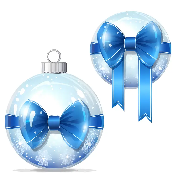 Blue Christmas Ornament with Bow for Holiday Decoration