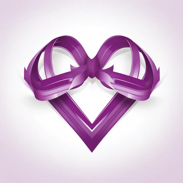 Purple Ribbon Heart for Valentine's Day