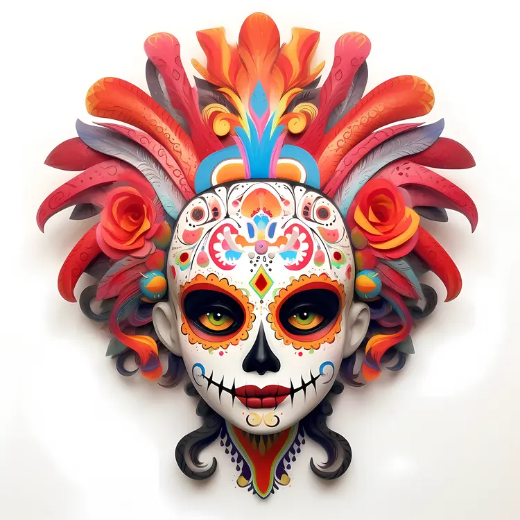 Colorful Sugar Skull for Day of the Dead Celebration