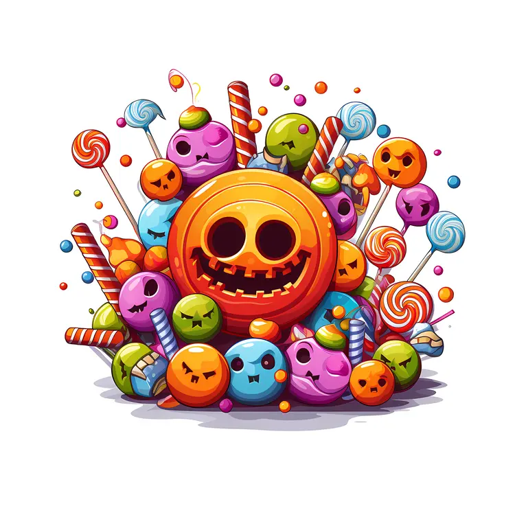 Colorful Halloween Candies with Pumpkins