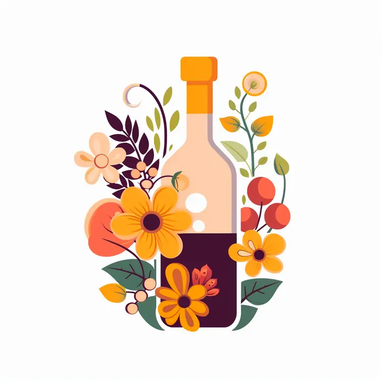 Wine Bottle with Floral Decoration