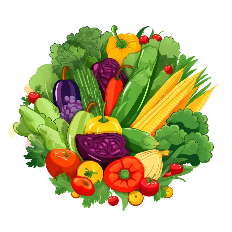 Mixed Vegetables in a Fresh Produce Illustration