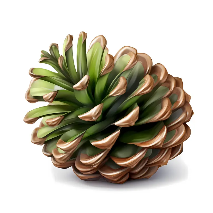 Green Pine Cone with Brown Tips