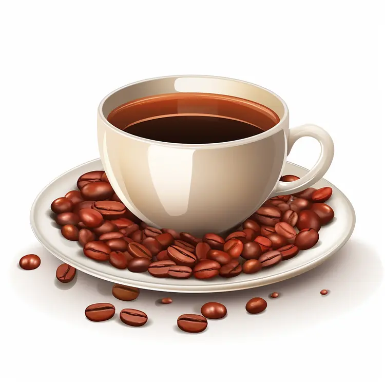 Coffee Cup with Beans on Saucer
