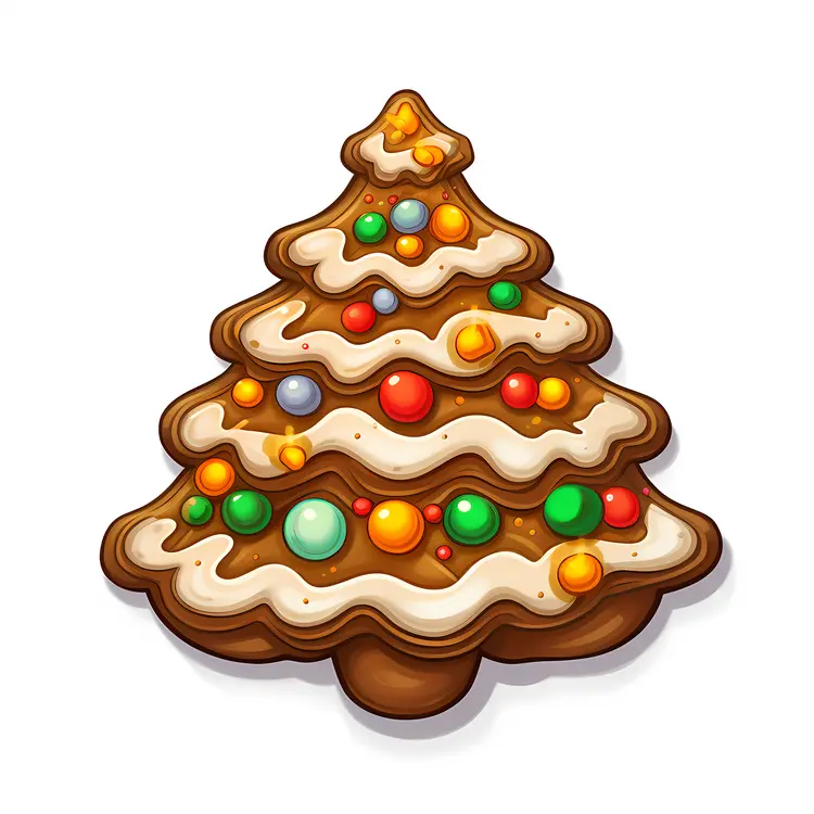 Christmas Tree Cookie with Colorful Icing and Sprinkles