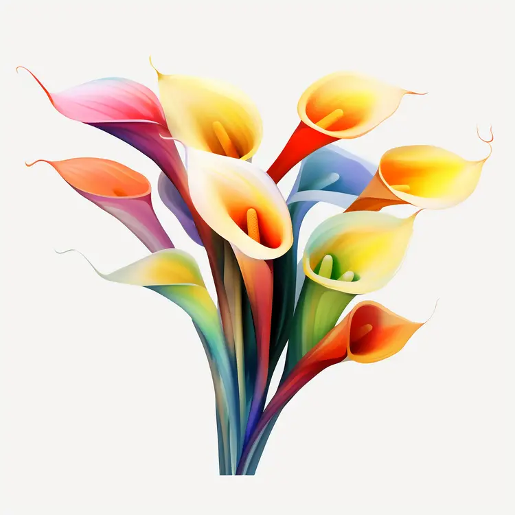 Colorful Calla Lily Bouquet Illustration