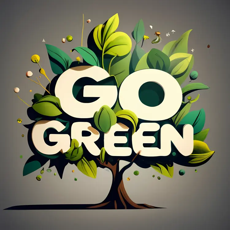 Go Green Tree Illustration for Earth Day