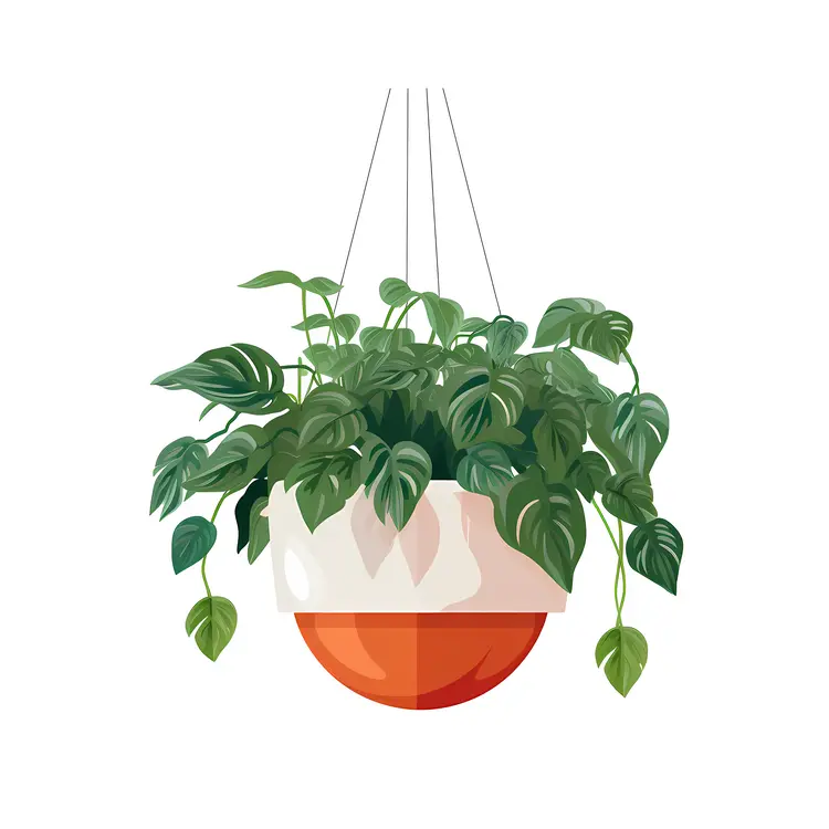 Green Hanging Plant in Decorative Pot