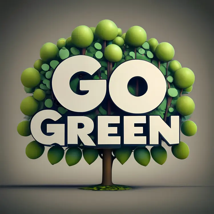 Go Green Slogan with Tree and Leaves