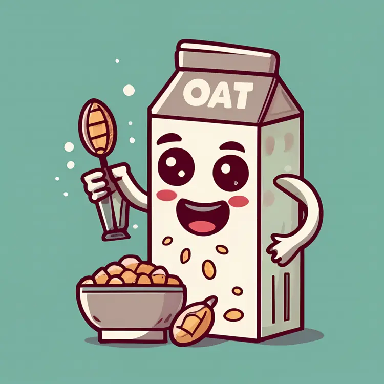Smiling Oat Milk Carton with Spoon